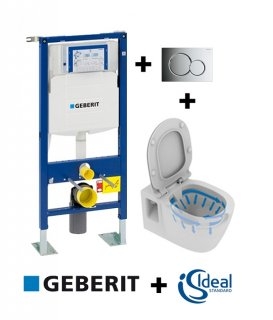 Old - Pack WC Geberit UP320 + Cuvette sans bride CONNECT + Sigma Chromé Brillant