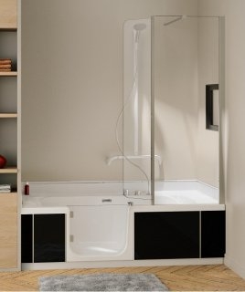 Duo-pack concept bain/douche G niche 170 x 75cm tablier noir