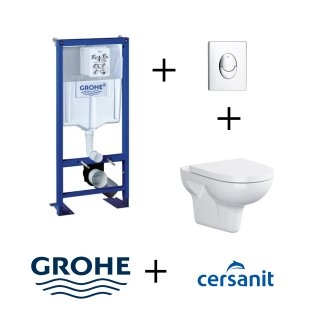 Pack WC Grohe Rapid SL + Cuvette sans bride VELVET + Plaque Chromée