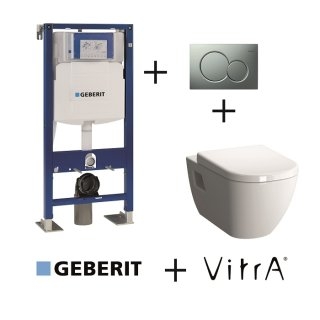 Old - Pack WC Geberit UP320 + Cuvette D-Light Vitraflush 2.0 + Plaque Sigma Chromé mat