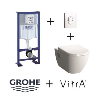 Old - Pack WC Grohe Rapid SL + Cuvette D-Light Vitraflush 2.0 + Plaque Chromée