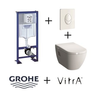 Old - Pack WC Grohe Rapid SL + Cuvette D-Light VitraFresh + Plaque Blanche