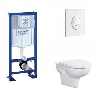 Pack WC Grohe Rapid SL + Cuvette sans bride VELVET + Plaque Blanche