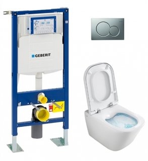 Pack WC Geberit UP320 + Cuvette GAP sans bride Cleanrim + plaque Sigma CHR Mat