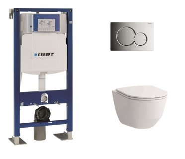 Pack WC Geberit UP320 + Cuvette sans bride Rimless + plaque sigma CHR brillante 