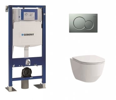 Pack WC Geberit UP320 + cuvette sans bride Rimless + plaque Sigma CHR mate