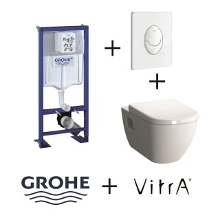 Old - Pack WC Grohe Rapid SL + Cuvette D-Light Vitraflush 2.0 + Plaque Blanche