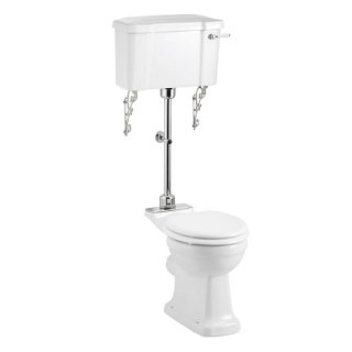 WC BURLINGTON avec levier de réservoir en céramique Taille moyenne 520 - Abattant frein de chute Blanc