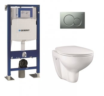 Pack WC Geberit UP320 + Cuvette GROHE sans bride Bau Ceramic + plaque Sigma CHR mate