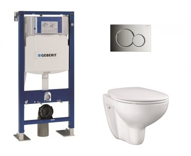 Pack WC Geberit UP320 + Cuvette GROHE sans bride Bau Ceramic + plaque sigma CHR brillante 