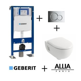 Old - Pack WC Geberit UP320 + Cuvette Prima+ ALLIA + plaque Sigma chromée brillante**