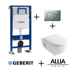 Old - Pack WC Geberit UP320 + Cuvette Prima+ ALLIA + Plaque Sigma Chromé mat**