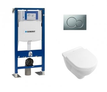 Pack WC Geberit UP320 + Cuvette O.Novo Compacte VILLEROY + Plaque Sigma Chromé Mat