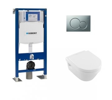 Pack WC Geberit UP320 + Cuvette Architectura D Villeroy + plaque Sigma Chromé Mat