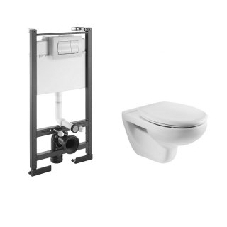 Ensemble WC Bâti-support N-Fix universel + plaque Blanche + cuvette MITOS - ROCA