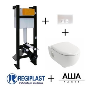 Old - Pack WC Bâti-support Evo + Cuvette Prima+ ALLIA + Plaque Blanche**