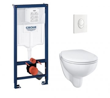 Pack WC Grohé Rapid SL Mural + Cuvette sans bride BAU CERAMIC + Plaque Blanche