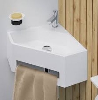 Lave-mains d'angle ANGO avec porte serviette intégré