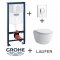 Pack WC Grohé Rapid SL Mural + Cuvette sans bride Rimless Slim + Plaque Chromée Brillante** Pack wc grohe skateairchr rimlessslim